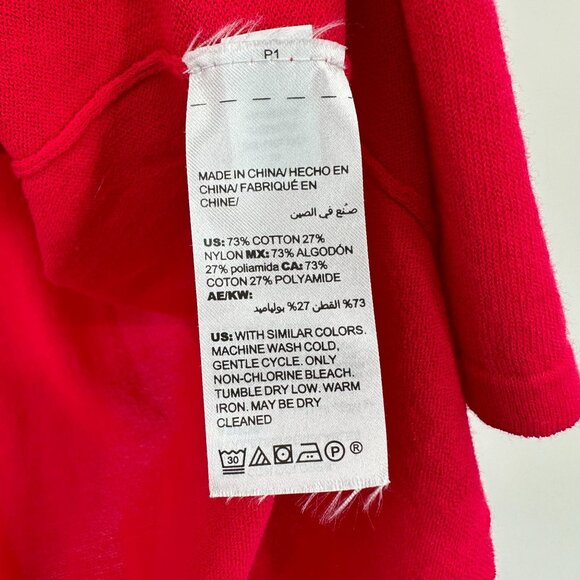 Chico's Ruched-Sleeve Cardigan Size 0 4 Vibrant Berry Red 3/4 Sleeve Open Front - Picture 6 of 6